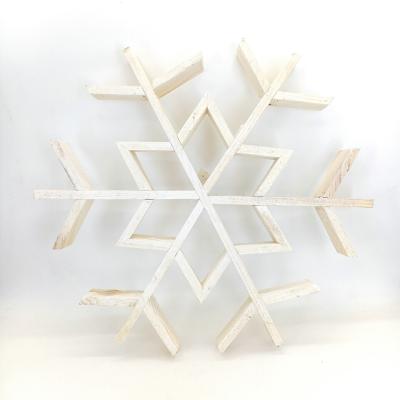 China Christmast Ornament SYART L# Christmas Home Decoration Supplies Gifts Decor White Wooden 3D Snowflake Pendant for sale