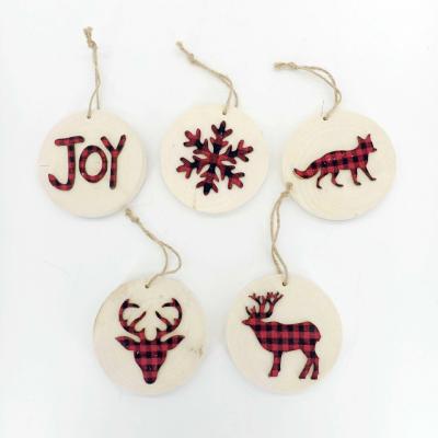 China Christmast Ornament SYART Christmas Home Decoration Supplies Gifts Decor Plaid Pattern Red Log Pendant For Christmas Tree for sale