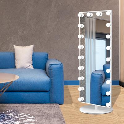 China Salon Hollywood Lighted Vanity Mirror Lighted Full Body Mirror With 20pcs 3 Color LED Bulbs for sale