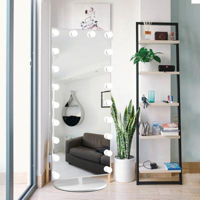 China Large LED Lighted Mirror Bedroom Floor Dressing Full Length Dressing Mirror With LED Lights for sale