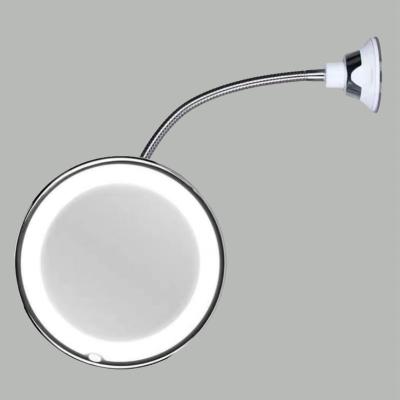 China Magnifying Plastic Round Lighted Flexible Gooseneck Make Up Shaving Mirror With LED Light for sale