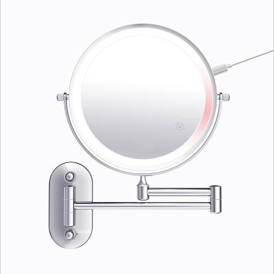 China Hot Sale Double Sides Lighted Rechargeable Wall Mounted Makeup Mirror for sale