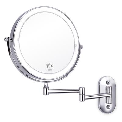 China Morden Chrome Finish Radio Lighted Battery Operated Bathroom Mirror With Led Lights for sale