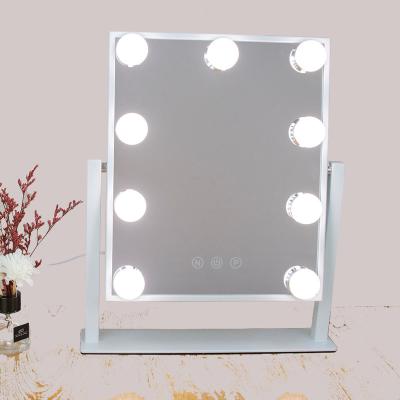 China Hollywood Warm White Lighted Makeup Selling Cosmetic Mirrors With Bulbs , Desk Mirror With Base for sale