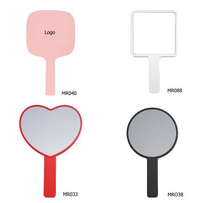 China Custom Logo Handheld Compact Mirror Pocket Lighted Handheld Makeup Mirrors for sale