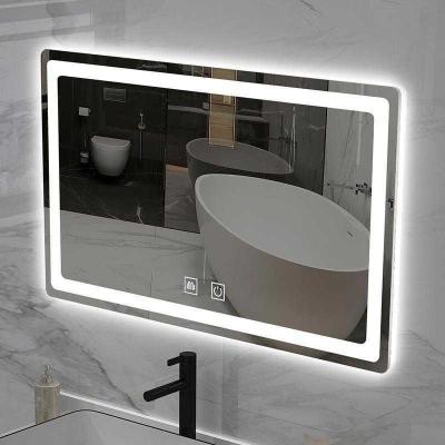 China New Design Modern Bathroom Lighted Backlit Mirror Lit Beveled Bath Vanity Lighted Mirror Wall Hanging Led Rectangle 5mm for sale