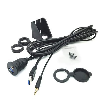 China Waterproof 3.5mm AUX cable. Custom Car USB 3.0 Extension Dash Panel Car Stream Mount Audio for Car Boat and Motorcycle 1M 2M for sale