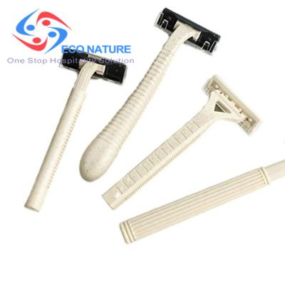 China Customized Customized Wheat Straw Eco Friendly Triple Blades Super Quality Shaving Razor for sale