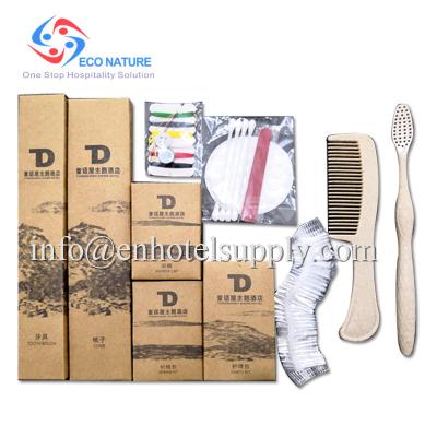 China Customized hotel biodegradable amenities set eco hotel comb/corn starch hotel combs/Hotel Amenities kraft paper box for sale