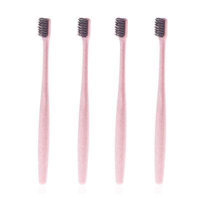 China Disposable Biodegradable cheap plastic charcoal wheat straw toothbrush for sale