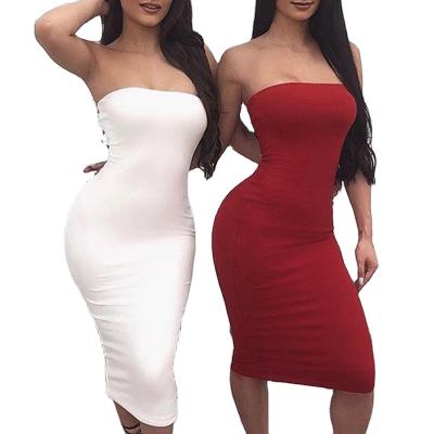 China Anti-Static Strapless Sexy Ladies Dress Long Sleeveless Tight Dress Club Summer Party Dress for sale