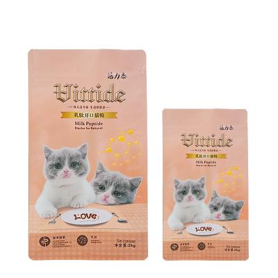 China Recyclable Promotional Pouches Stand Up Ziplock Bottom Custom Moq Packaging Holder Up Pouch Flat Bottom Pouch Zipper Bag For Pet Food for sale