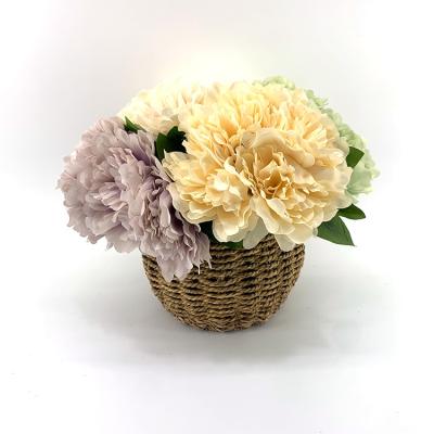 China Wholesale 24cm 50% Silk Peony Bush Floral Bouquet Hot Selling 9.45inches Artificial Flower 9.45inches Silk Wedding Home Decor for sale