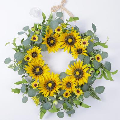 China 22 Inch Yellow Spring Summer Home Decor Artificial / Hand Made Sunflower Garland for sale