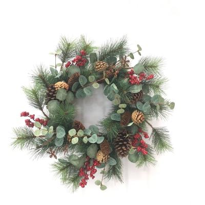 China With Natural Twig Base 20 Inch Artificial Outdoor Christmas Wholesale Handmade Traditional Garland With Natural Twig Base for sale