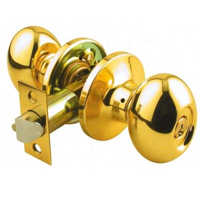 China North American Popular Wooden Door Lock Factory Price Egg Shape Lever Lock Polished Entry Locked Brass Tubular Knobset for sale