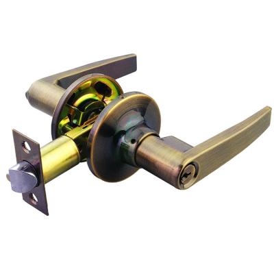 China Design Wooden Straight Reversible Door Entry Lever Lock Tubular Zinc Alloy Tubular Door Handle Lock for sale