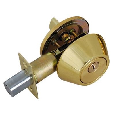 China Entrance & Office Door Lock Supplier 200000 Life Cycles 2 Brass Keys Deadbolt Lock Bright Brass Single Cylinder Deadbolt for sale