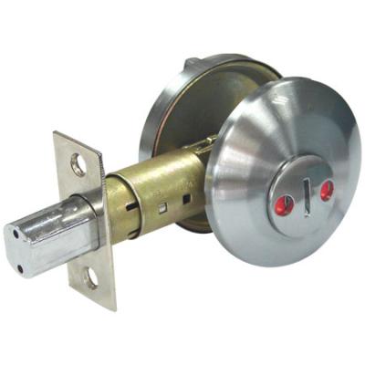 China OEM Door Lock Supplier Thumb Bright Brass Comfortable Round Indicator Long Inside Simplified Deadbolt Lock With Indicator for sale