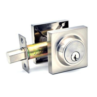 China Entrance & Office Door Lock Factory Style American Modern Square Single Cylinder Deadbolt Lock with 2 Keys Brass Door Lock for sale