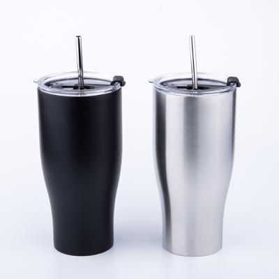 China Wholesale 20oz 30oz Viable Custom Logo Coffee Mug Wall Stainless Steel Double Tumbler With Straw And Lid for sale