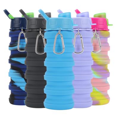 China OKADI Sustainable Portable Outdoor Sport Silicone Water Bottle Retractable Folding Sports Drink Bottles for sale