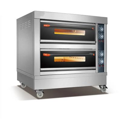 China CE Certificated High Quality Commercial Double Deck Electric Ovens Baking Oven With Glass Door 2 Layers 4 Trays for sale