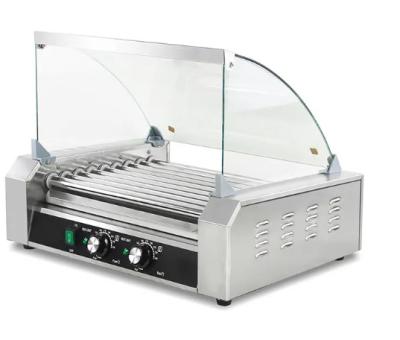 China CE Certified 9 Rolls Stainless Steel Commercial Electric Hot Dog Grill Sausage Automatic Hot Dog Machine 445*340mm for sale