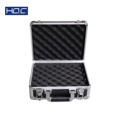 China Black Aluminum Hard Towel Foam Tool Box Portable Aluminum Case Tool Suitcase Carrying Case for sale