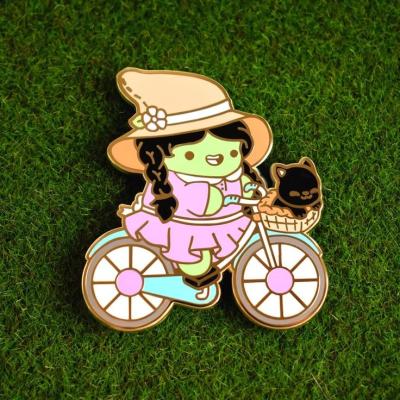 China Wholesale Custom China Factory Global Metal Witch Bike Brass Metallic Fashion Hard Soft Enamel Lapel Pins For Business Gift for sale