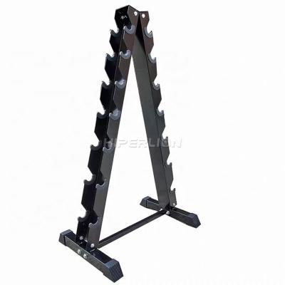 China Living room custom metal vertical one frame triangle 8 row commercial gym storage steel straight dumbbell rack for sale for sale