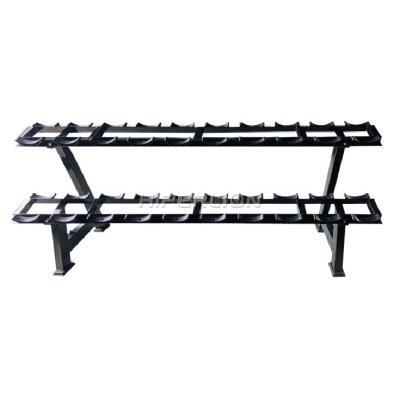 China High Quality Long Hex 2 Rows Living Room Two Horizontal Layers Dumbbell Rack Rack For 20 Dumbbells For Household Office for sale