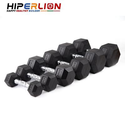 China Steel Rubber Covered Dumbbell Black 15kg 10kg Mancuernas 20kg Hex Dumbbells for sale