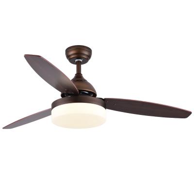 China 2022 hot sale 3*wood blade ceiling decoration remote control 3 color remote control fans of 2022 restaurant and living room led silent light ceiling fans for sale