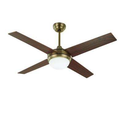 China Simple modern style 4*wood blade DC 52 inch AC LED electric remote control ceiling fans light remote control decorative for sale