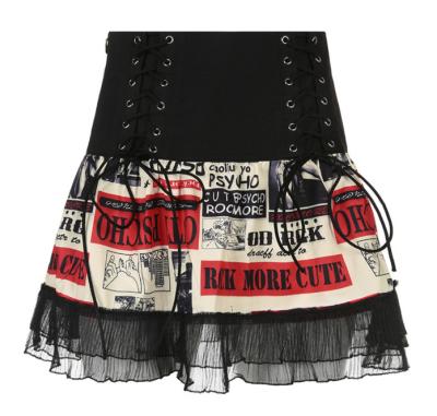 China Cool dark punk print lace-up skirt breathable 2022 summer short skirt for sale