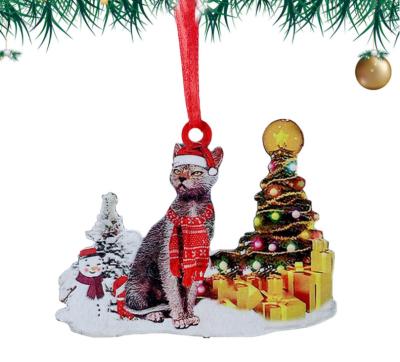 China Cute Christmas Wooden Dog Hat Dog Christmas Tree Hanging Pendants Ornaments Kids Gift DIY Wood Crafts Christmas Party Decoration for sale