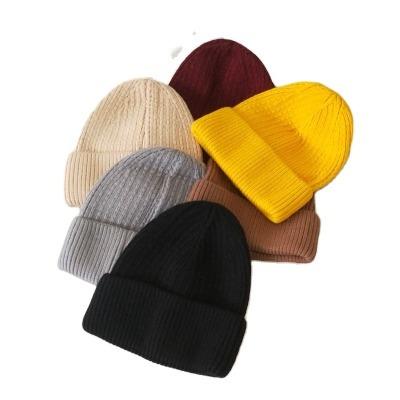 China 100% Cotton New Candy Colors Winter Hat Women Knitted Kpop Style Wool Beanie Elegant Warm Soft Fashionable Hat for sale