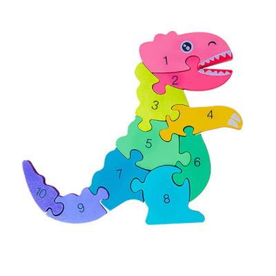 China COMMON Digital Dinosaur Puzzle Birthday Toy Children Preschool Educational Boys Girls Brain Games houten puzzles kinderen drewniane for sale