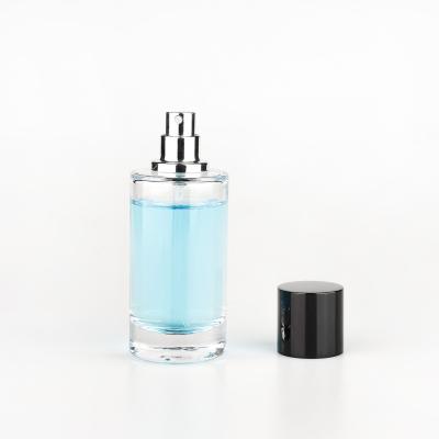 China Cosmetic Quality 50ml Clear Round Empty Glass Crimp Perfume Bottle With Aluminum Atomizers Wholesale for sale