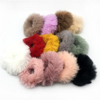 China Hair Accessary Winter Fashion Women Elastic Hair Bands Soft Faux Fur Scrunchies Imitation Hair Ties For Girls for sale