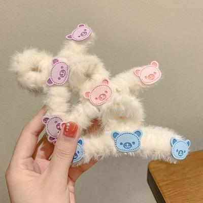 China New Fashion Eco-friendly/Fancy Winter Candy Colors Cute Hair Claw Plush Hair Clutchers Furry Clip Claw For Girls for sale