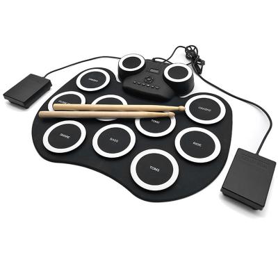 China Flexible Portable Foldable USB Midi Percussion Drum Pad Musical Instrument Set Electronic Rolling Pads Bass Stick Dru Custom Professional for sale