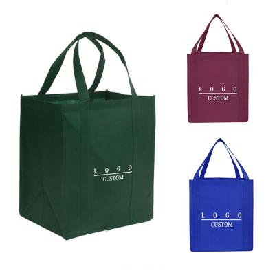 China Custom Print Folding Logo Supermarket Recycled Grocery Tote Shopping Non Woven Bag for sale