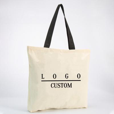 China TOTE Eco-Friendly Customized Single Strap 12oz Natural White Black Cotton Canvas Shopping Tote Bag for sale