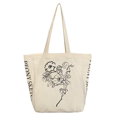 China Customized Promotional Printed Shopping Tote Bag Women Natural Canvas Folding Gift Cotton Large Capacity for sale