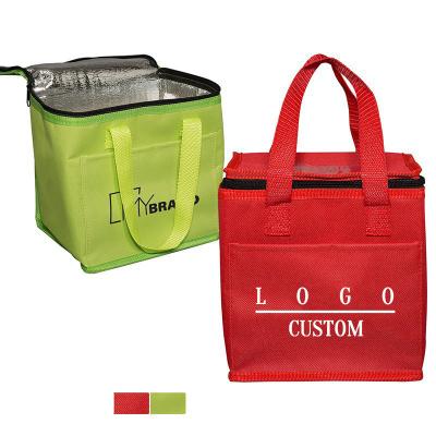 China Waterproof Promotional Custom Small Logo Box Food Lunch Cooler Nonwoven Bag Reusable Thermal Insulate Bag for sale