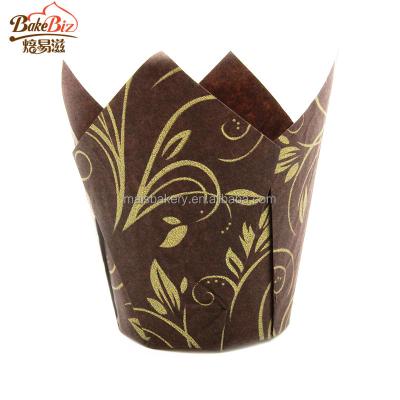 China High Quality Paper Cupcake Cases Paper Cups Roll Cups Greaseproof Tulip Flower Print Flower Roll Cases Paper Liners for sale