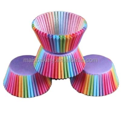 China Disposable Bakery Supply Standard Round Large Mini Natural Rainbow Cupcake Liners Waterproof Paper Muffin Liner Cupcake Wrappers for sale