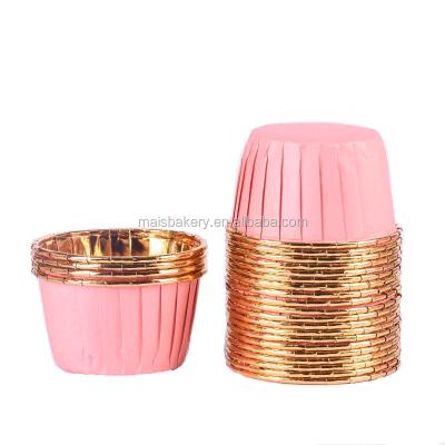 China Disposable Standard Thick Gold Foil Rolled Rim Baking Cups Muffin Cases Cupcake Liners for sale